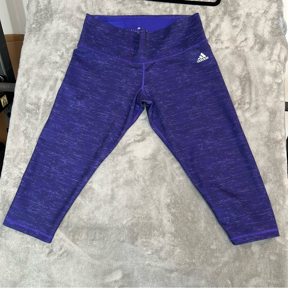 Adidas Women's Climalite Yoga Cropped Purple Leggings Size Large